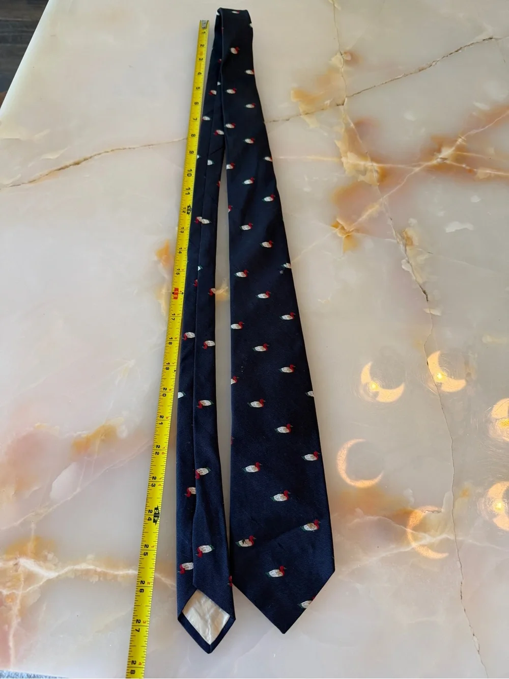 Vintage Navy Tie with Small Red & White Motif
